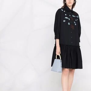 Vivetta Embroidered Floral Poplin Shirt Dress - M/L